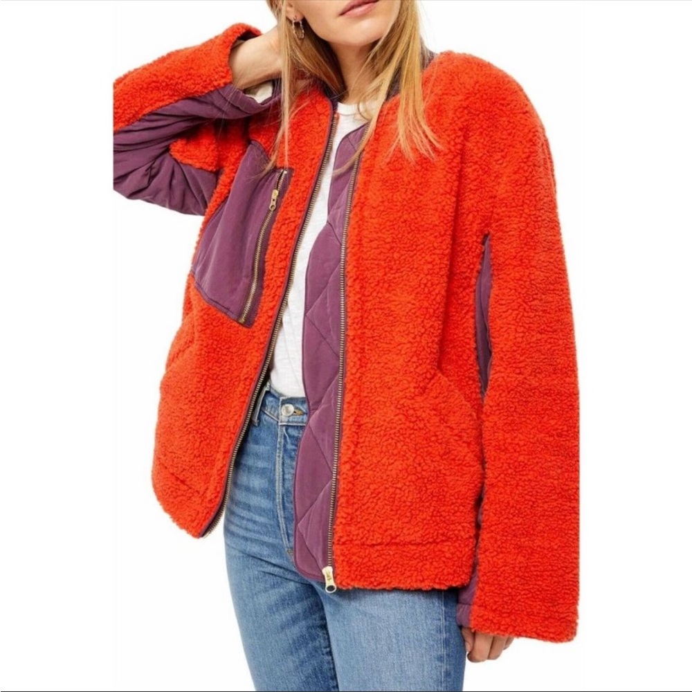 Free People We The Free Orange Rivington Faux
Shearling Teddy Jacket Women S